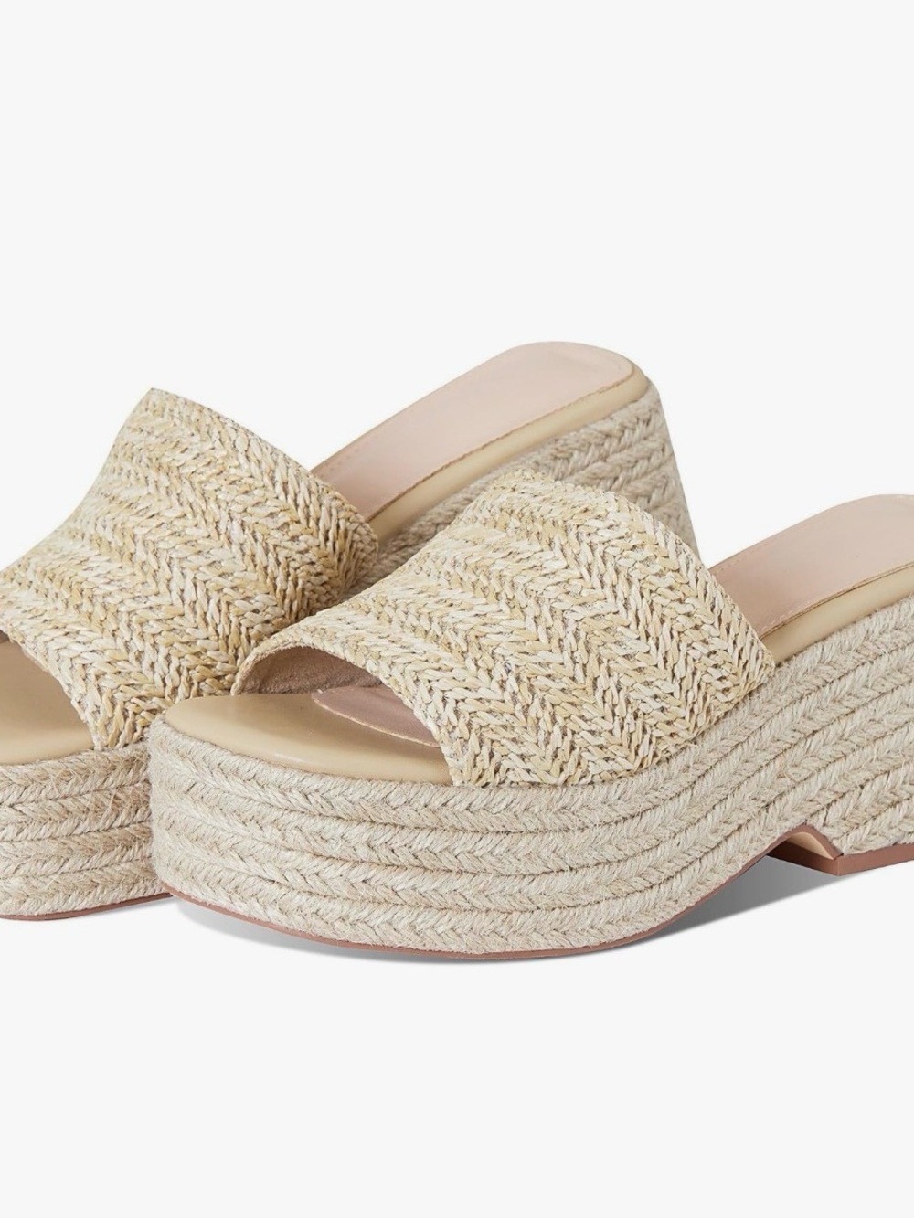 Apricot Woven Platform Slide Sandals